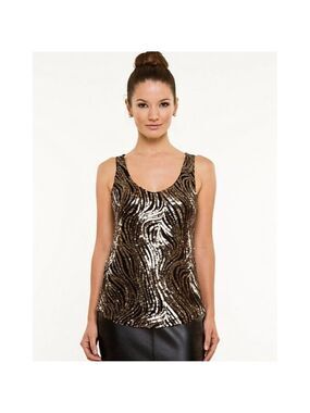 Le Chateau Sequin Tank Top Gold & Black Size XXL